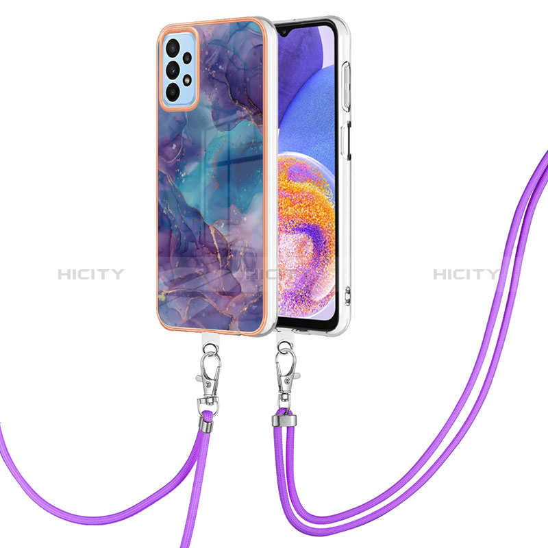 Handyhülle Silikon Hülle Gummi Schutzhülle Flexible Modisch Muster mit Schlüsselband Lanyard YB7 für Samsung Galaxy A23 4G