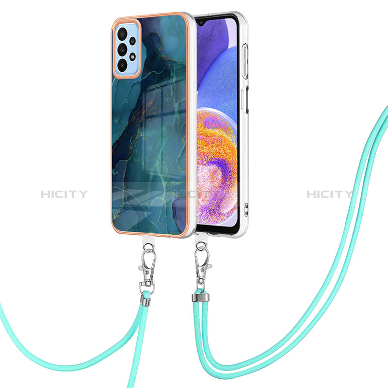 Handyhülle Silikon Hülle Gummi Schutzhülle Flexible Modisch Muster mit Schlüsselband Lanyard YB7 für Samsung Galaxy A23 4G groß