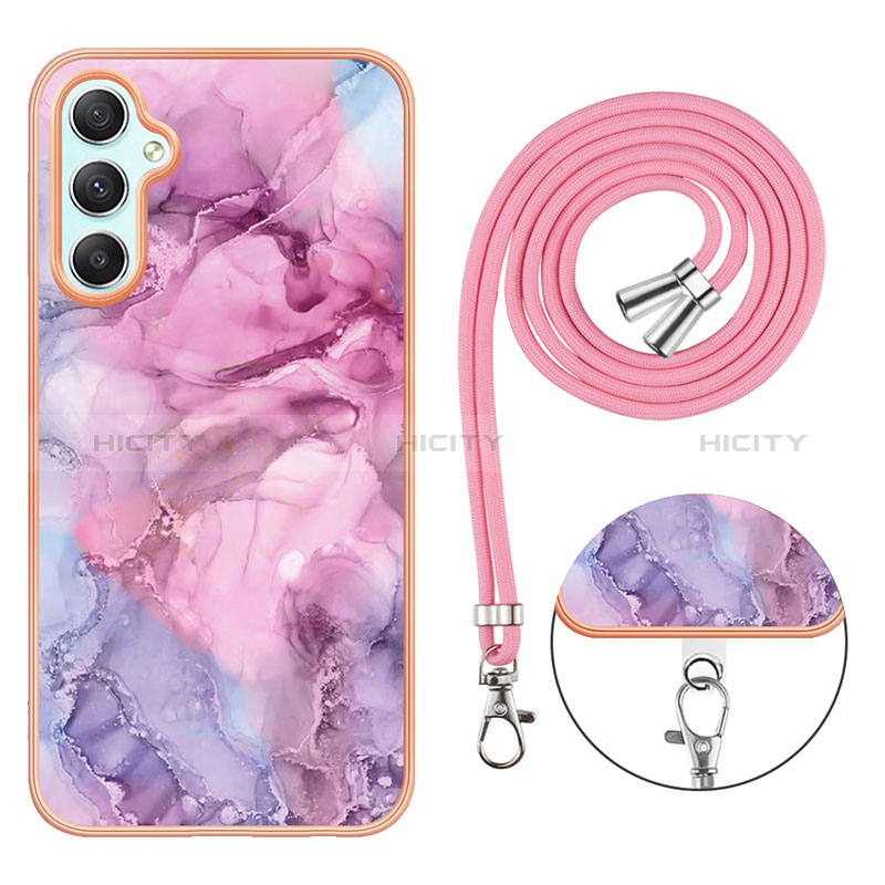 Handyhülle Silikon Hülle Gummi Schutzhülle Flexible Modisch Muster mit Schlüsselband Lanyard YB7 für Samsung Galaxy A24 4G groß