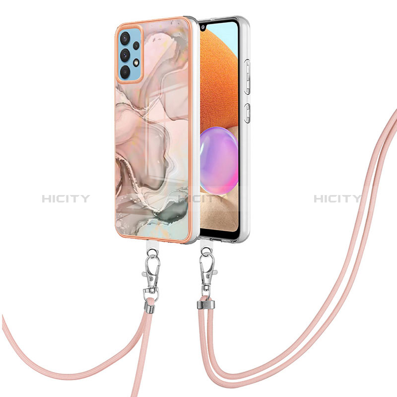 Handyhülle Silikon Hülle Gummi Schutzhülle Flexible Modisch Muster mit Schlüsselband Lanyard YB7 für Samsung Galaxy A32 4G groß