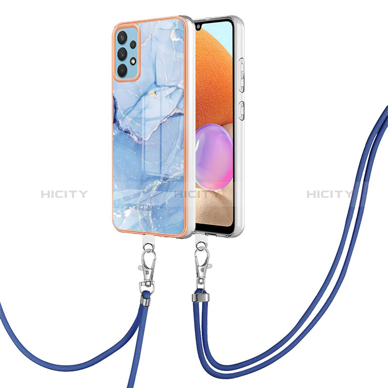 Handyhülle Silikon Hülle Gummi Schutzhülle Flexible Modisch Muster mit Schlüsselband Lanyard YB7 für Samsung Galaxy A32 4G groß