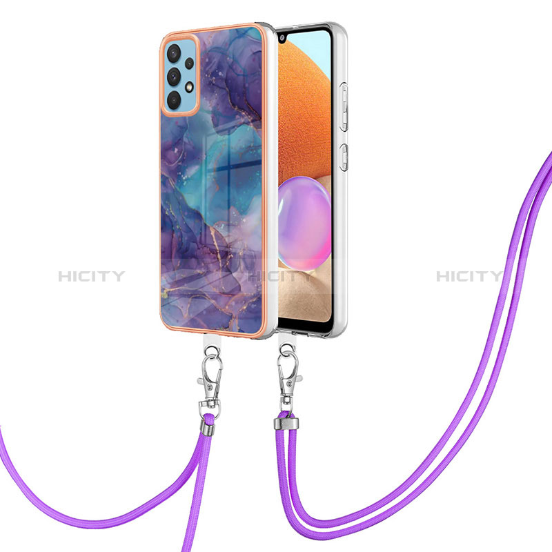 Handyhülle Silikon Hülle Gummi Schutzhülle Flexible Modisch Muster mit Schlüsselband Lanyard YB7 für Samsung Galaxy A32 4G