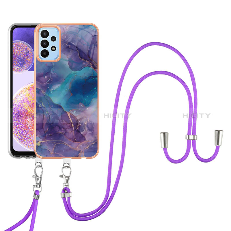 Handyhülle Silikon Hülle Gummi Schutzhülle Flexible Modisch Muster mit Schlüsselband Lanyard YB7 für Samsung Galaxy A53 5G groß