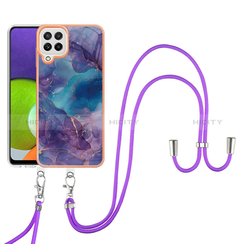 Handyhülle Silikon Hülle Gummi Schutzhülle Flexible Modisch Muster mit Schlüsselband Lanyard YB7 für Samsung Galaxy M32 4G