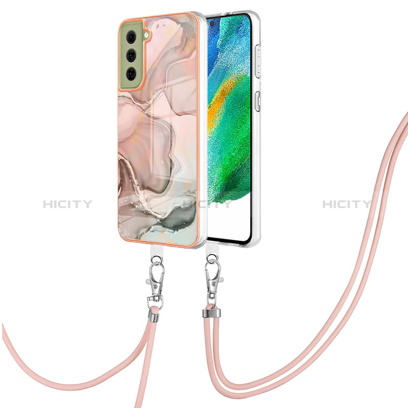 Handyhülle Silikon Hülle Gummi Schutzhülle Flexible Modisch Muster mit Schlüsselband Lanyard YB7 für Samsung Galaxy S21 FE 5G groß