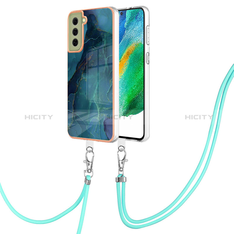 Handyhülle Silikon Hülle Gummi Schutzhülle Flexible Modisch Muster mit Schlüsselband Lanyard YB7 für Samsung Galaxy S21 FE 5G groß