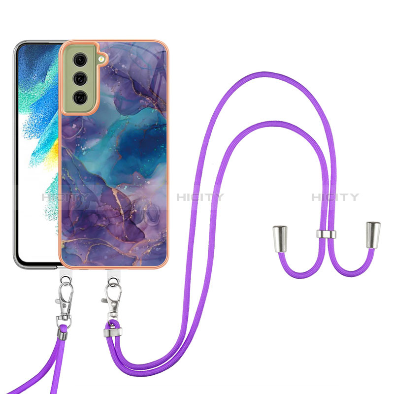 Handyhülle Silikon Hülle Gummi Schutzhülle Flexible Modisch Muster mit Schlüsselband Lanyard YB7 für Samsung Galaxy S21 FE 5G groß