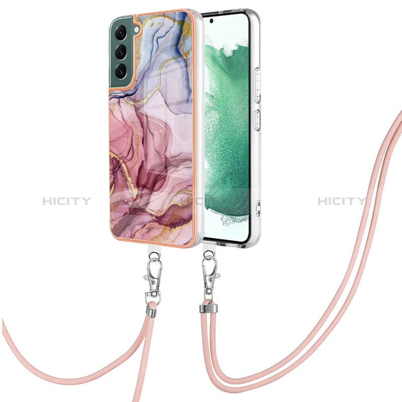 Handyhülle Silikon Hülle Gummi Schutzhülle Flexible Modisch Muster mit Schlüsselband Lanyard YB7 für Samsung Galaxy S22 5G