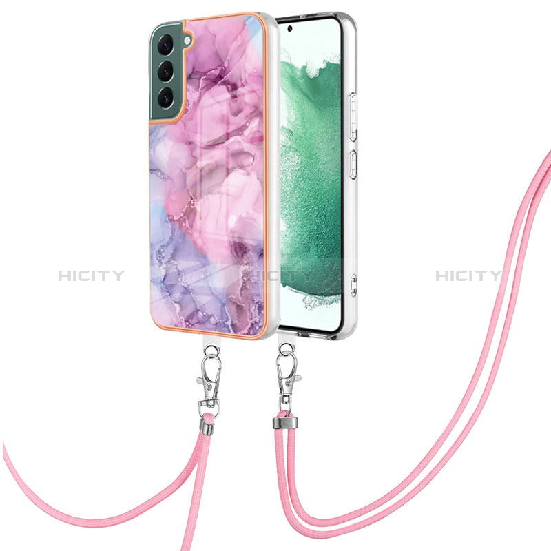 Handyhülle Silikon Hülle Gummi Schutzhülle Flexible Modisch Muster mit Schlüsselband Lanyard YB7 für Samsung Galaxy S22 5G