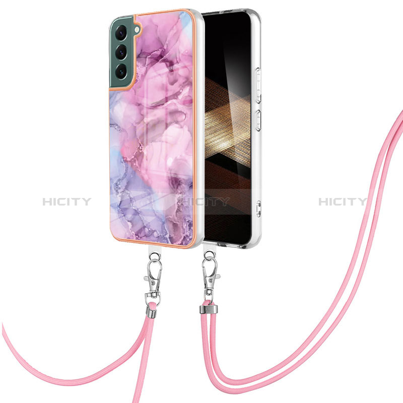 Handyhülle Silikon Hülle Gummi Schutzhülle Flexible Modisch Muster mit Schlüsselband Lanyard YB7 für Samsung Galaxy S24 5G