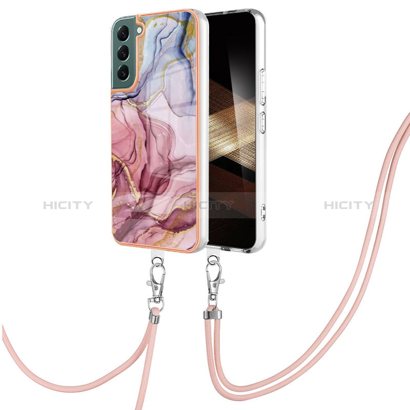 Handyhülle Silikon Hülle Gummi Schutzhülle Flexible Modisch Muster mit Schlüsselband Lanyard YB7 für Samsung Galaxy S24 5G Plusfarbig