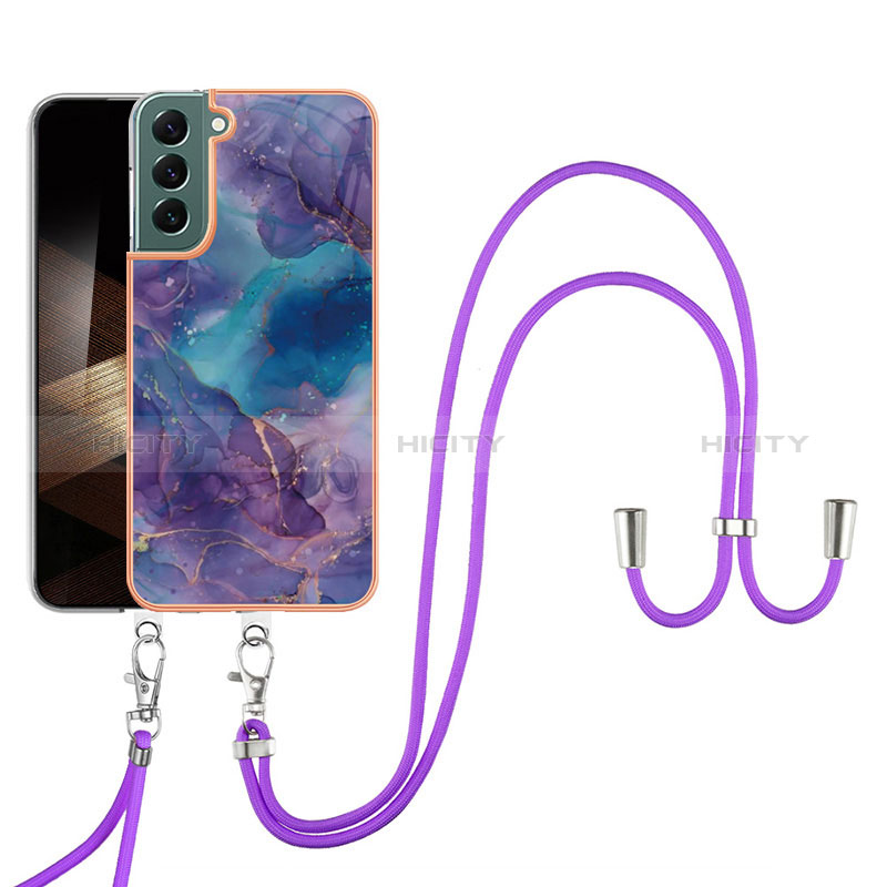 Handyhülle Silikon Hülle Gummi Schutzhülle Flexible Modisch Muster mit Schlüsselband Lanyard YB7 für Samsung Galaxy S24 Plus 5G groß