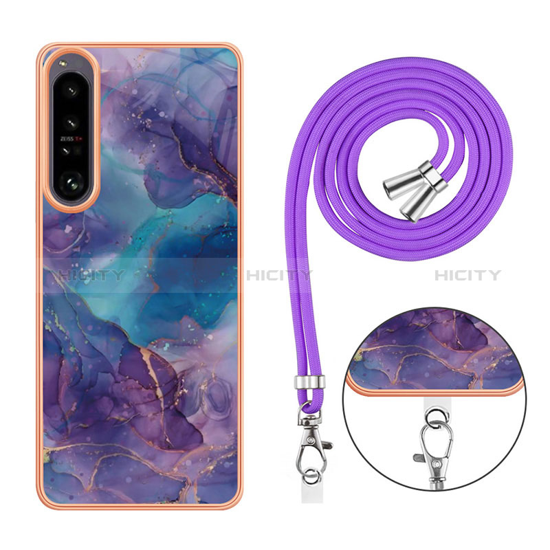 Handyhülle Silikon Hülle Gummi Schutzhülle Flexible Modisch Muster mit Schlüsselband Lanyard YB7 für Sony Xperia 1 IV