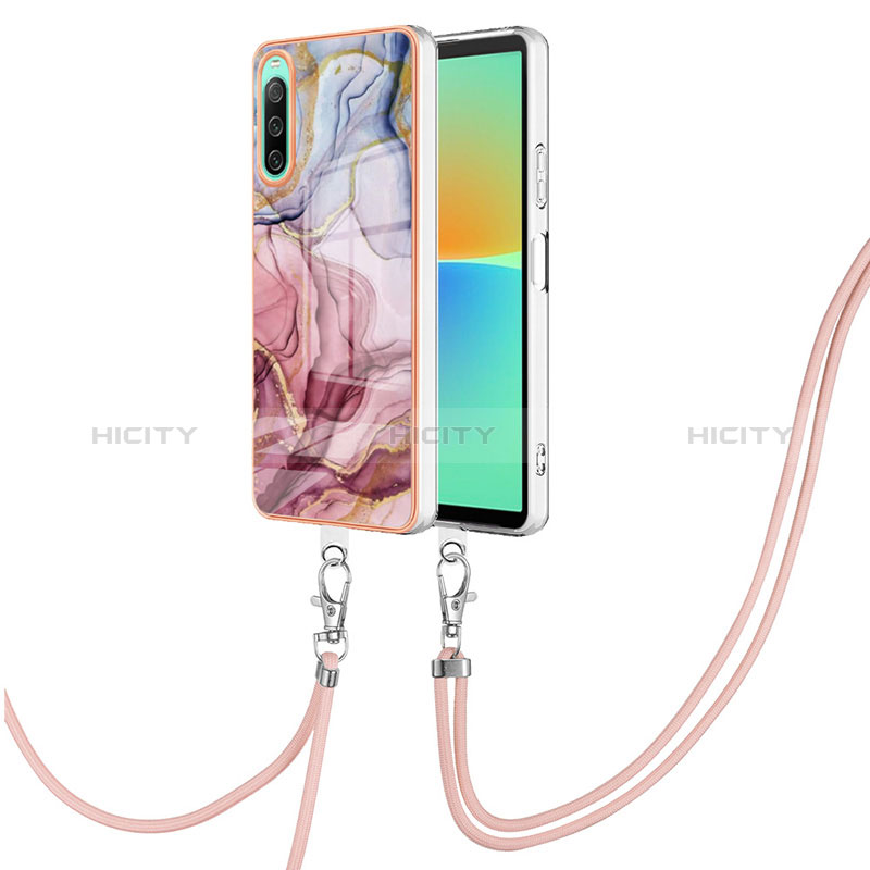 Handyhülle Silikon Hülle Gummi Schutzhülle Flexible Modisch Muster mit Schlüsselband Lanyard YB7 für Sony Xperia 10 IV groß