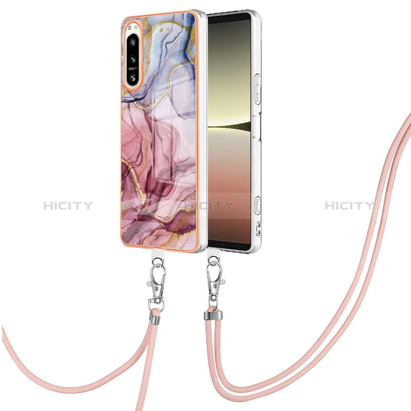 Handyhülle Silikon Hülle Gummi Schutzhülle Flexible Modisch Muster mit Schlüsselband Lanyard YB7 für Sony Xperia 5 IV