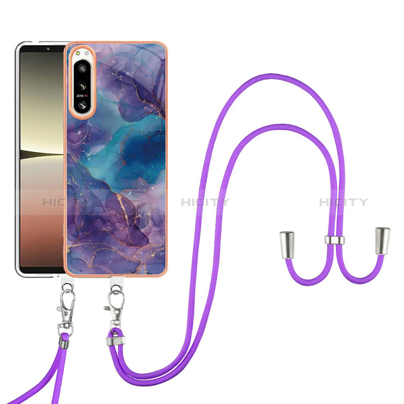 Handyhülle Silikon Hülle Gummi Schutzhülle Flexible Modisch Muster mit Schlüsselband Lanyard YB7 für Sony Xperia 5 IV