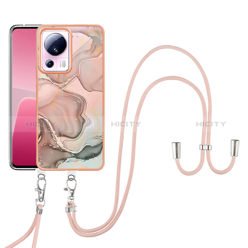 Handyhülle Silikon Hülle Gummi Schutzhülle Flexible Modisch Muster mit Schlüsselband Lanyard YB7 für Xiaomi Civi 2 5G Rosa Plus