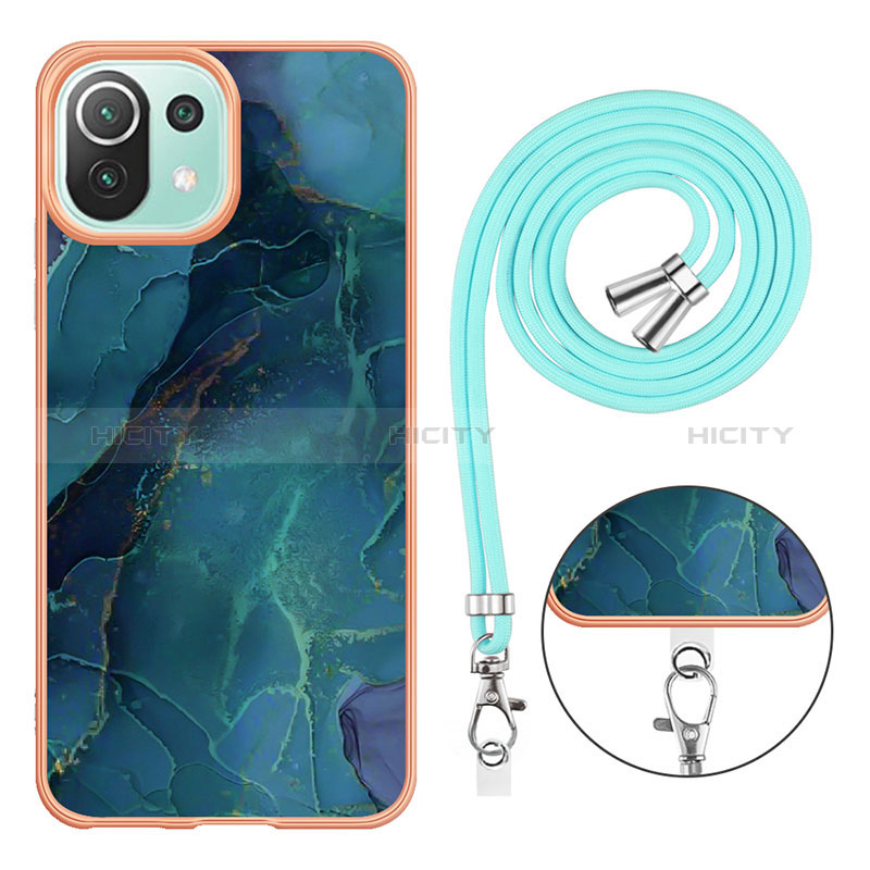 Handyhülle Silikon Hülle Gummi Schutzhülle Flexible Modisch Muster mit Schlüsselband Lanyard YB7 für Xiaomi Mi 11 Lite 4G groß