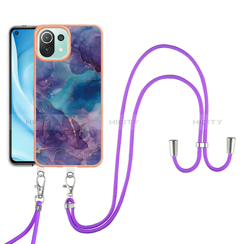 Handyhülle Silikon Hülle Gummi Schutzhülle Flexible Modisch Muster mit Schlüsselband Lanyard YB7 für Xiaomi Mi 11 Lite 4G groß