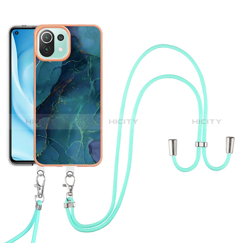 Handyhülle Silikon Hülle Gummi Schutzhülle Flexible Modisch Muster mit Schlüsselband Lanyard YB7 für Xiaomi Mi 11 Lite 4G groß