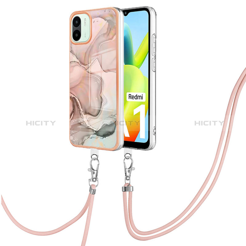 Handyhülle Silikon Hülle Gummi Schutzhülle Flexible Modisch Muster mit Schlüsselband Lanyard YB7 für Xiaomi Poco C50 Rosa Plus