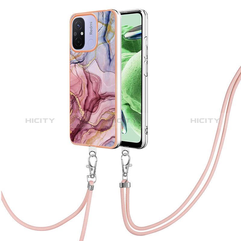 Handyhülle Silikon Hülle Gummi Schutzhülle Flexible Modisch Muster mit Schlüsselband Lanyard YB7 für Xiaomi Poco C55 Plusfarbig