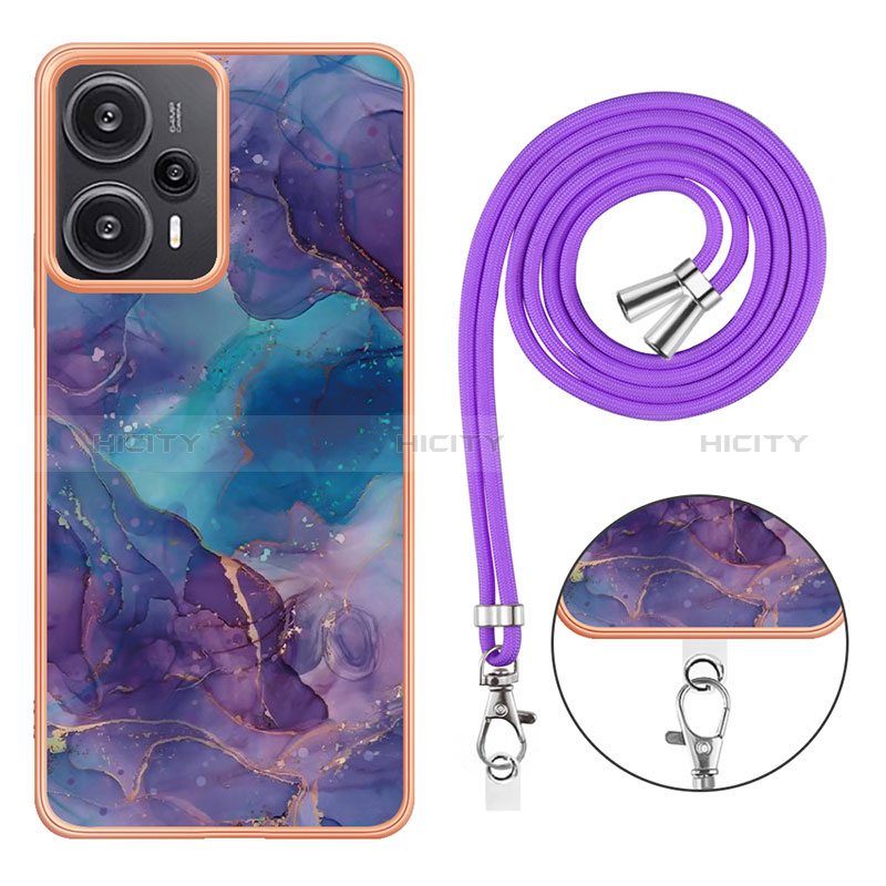 Handyhülle Silikon Hülle Gummi Schutzhülle Flexible Modisch Muster mit Schlüsselband Lanyard YB7 für Xiaomi Poco F5 5G