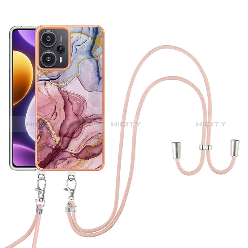 Handyhülle Silikon Hülle Gummi Schutzhülle Flexible Modisch Muster mit Schlüsselband Lanyard YB7 für Xiaomi Poco F5 5G