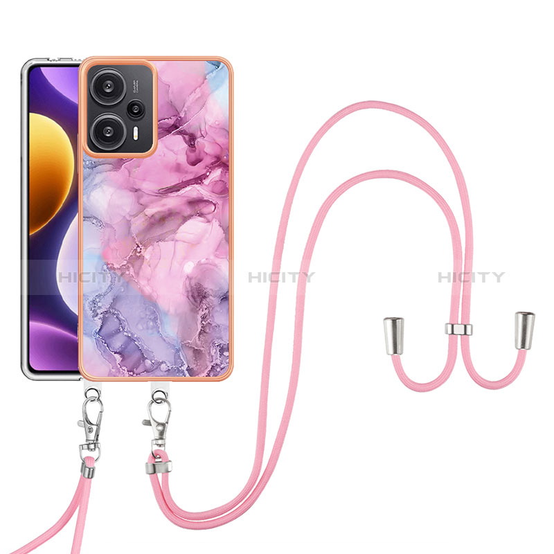 Handyhülle Silikon Hülle Gummi Schutzhülle Flexible Modisch Muster mit Schlüsselband Lanyard YB7 für Xiaomi Poco F5 5G