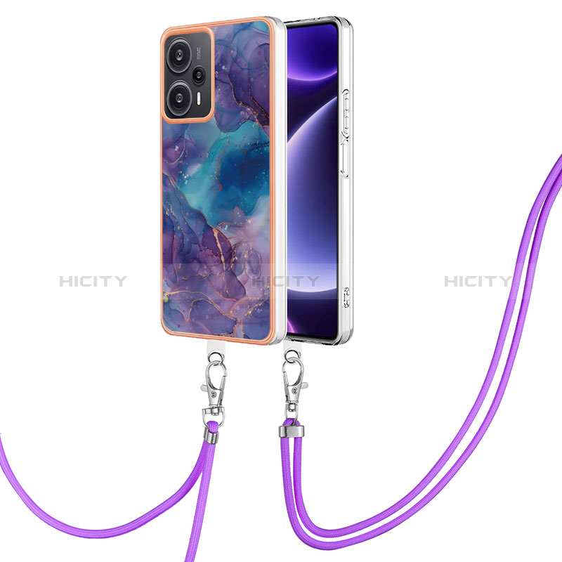 Handyhülle Silikon Hülle Gummi Schutzhülle Flexible Modisch Muster mit Schlüsselband Lanyard YB7 für Xiaomi Poco F5 5G