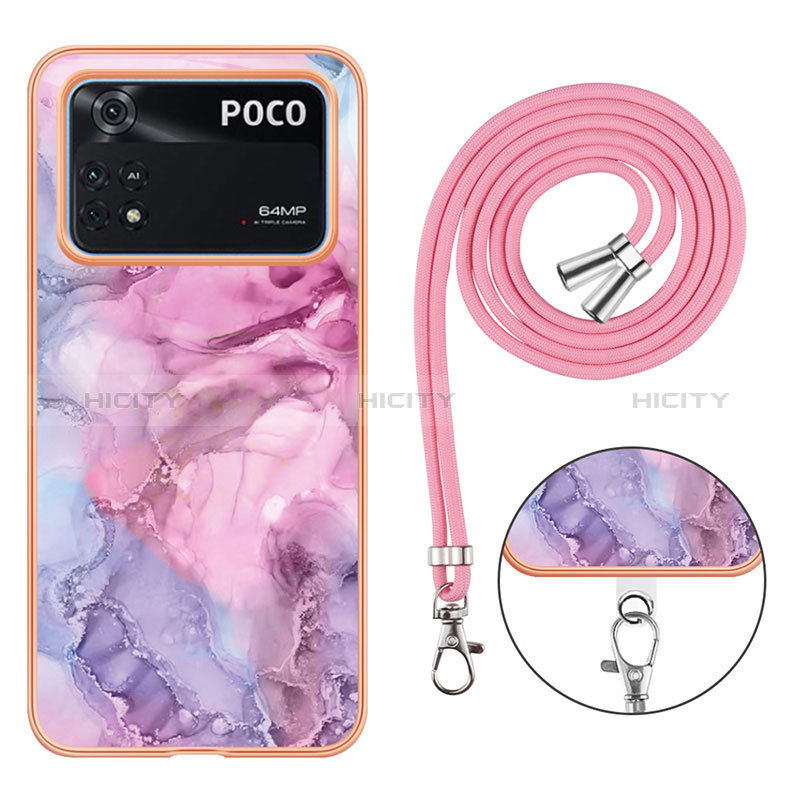 Handyhülle Silikon Hülle Gummi Schutzhülle Flexible Modisch Muster mit Schlüsselband Lanyard YB7 für Xiaomi Poco M4 Pro 4G