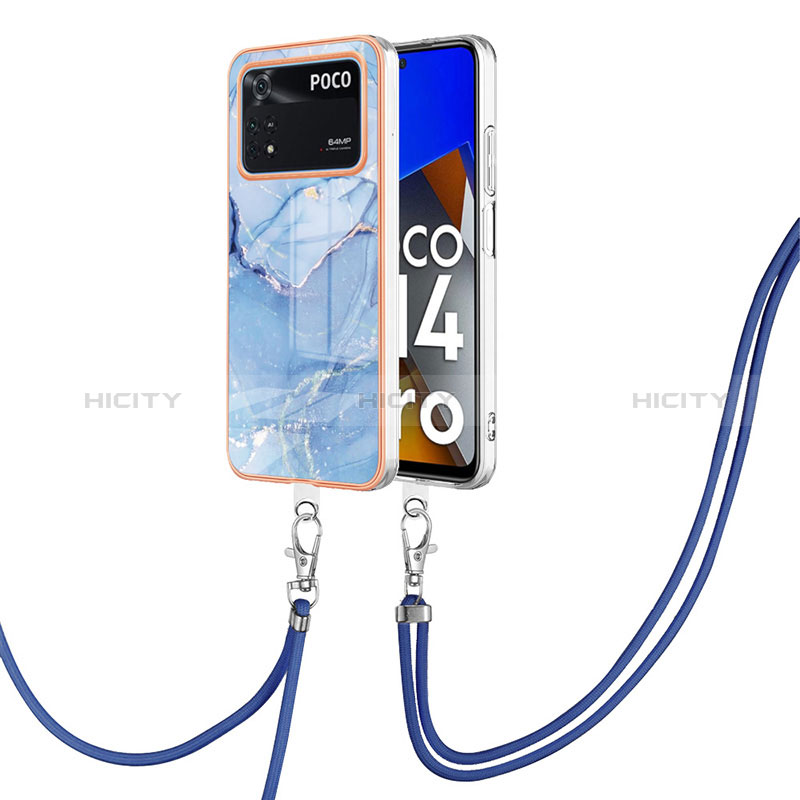 Handyhülle Silikon Hülle Gummi Schutzhülle Flexible Modisch Muster mit Schlüsselband Lanyard YB7 für Xiaomi Poco M4 Pro 4G