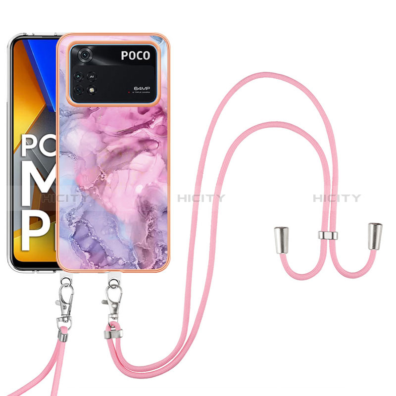 Handyhülle Silikon Hülle Gummi Schutzhülle Flexible Modisch Muster mit Schlüsselband Lanyard YB7 für Xiaomi Poco M4 Pro 4G