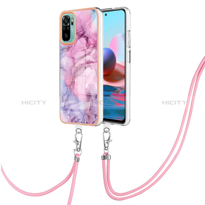 Handyhülle Silikon Hülle Gummi Schutzhülle Flexible Modisch Muster mit Schlüsselband Lanyard YB7 für Xiaomi Poco M5S groß