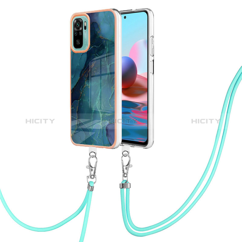 Handyhülle Silikon Hülle Gummi Schutzhülle Flexible Modisch Muster mit Schlüsselband Lanyard YB7 für Xiaomi Poco M5S Grün Plus