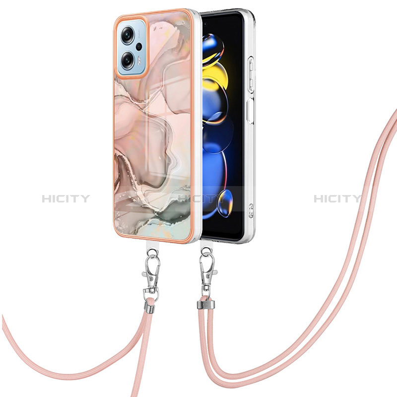 Handyhülle Silikon Hülle Gummi Schutzhülle Flexible Modisch Muster mit Schlüsselband Lanyard YB7 für Xiaomi Poco X4 GT 5G groß