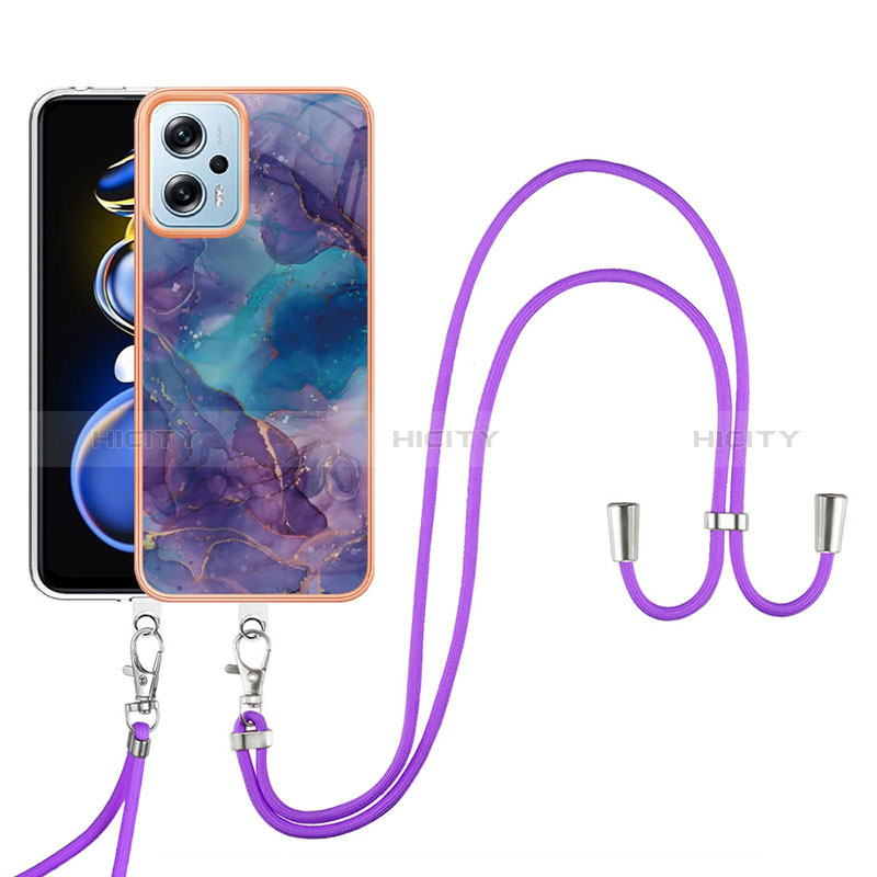 Handyhülle Silikon Hülle Gummi Schutzhülle Flexible Modisch Muster mit Schlüsselband Lanyard YB7 für Xiaomi Poco X4 GT 5G groß