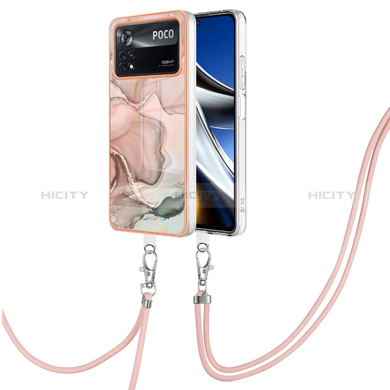 Handyhülle Silikon Hülle Gummi Schutzhülle Flexible Modisch Muster mit Schlüsselband Lanyard YB7 für Xiaomi Poco X4 Pro 5G groß