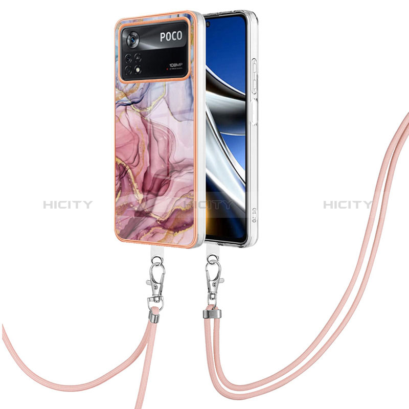 Handyhülle Silikon Hülle Gummi Schutzhülle Flexible Modisch Muster mit Schlüsselband Lanyard YB7 für Xiaomi Poco X4 Pro 5G Plusfarbig