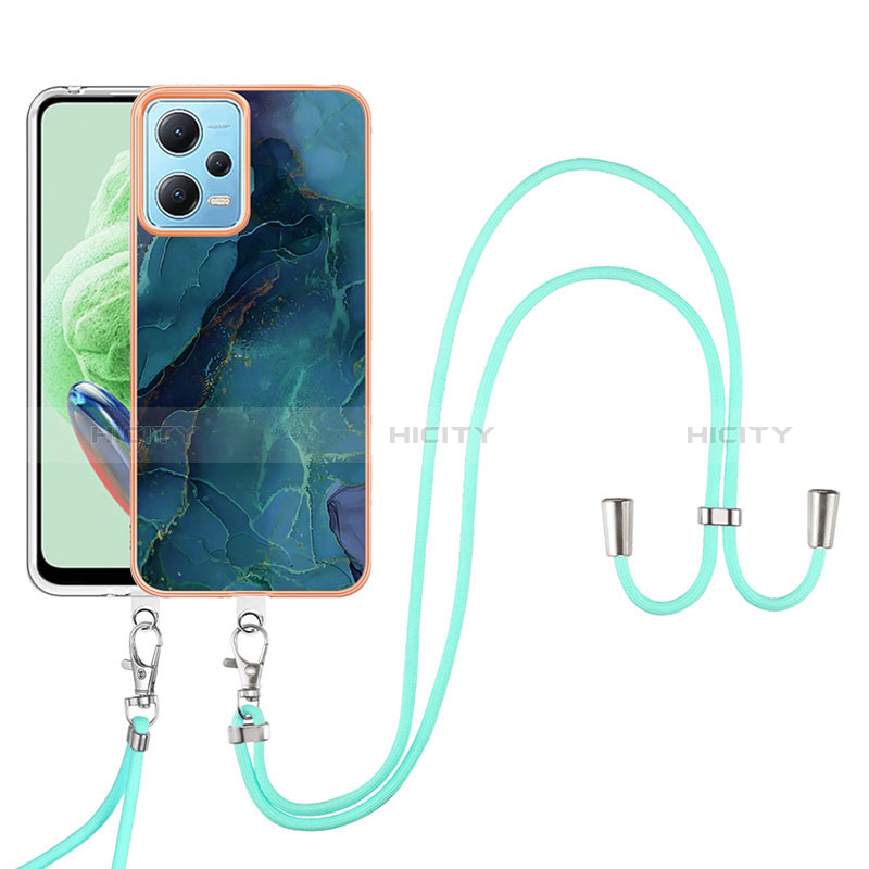 Handyhülle Silikon Hülle Gummi Schutzhülle Flexible Modisch Muster mit Schlüsselband Lanyard YB7 für Xiaomi Poco X5 5G Grün Plus