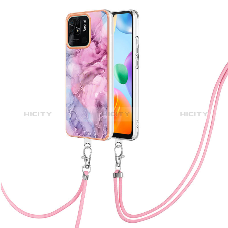 Handyhülle Silikon Hülle Gummi Schutzhülle Flexible Modisch Muster mit Schlüsselband Lanyard YB7 für Xiaomi Redmi 10 India