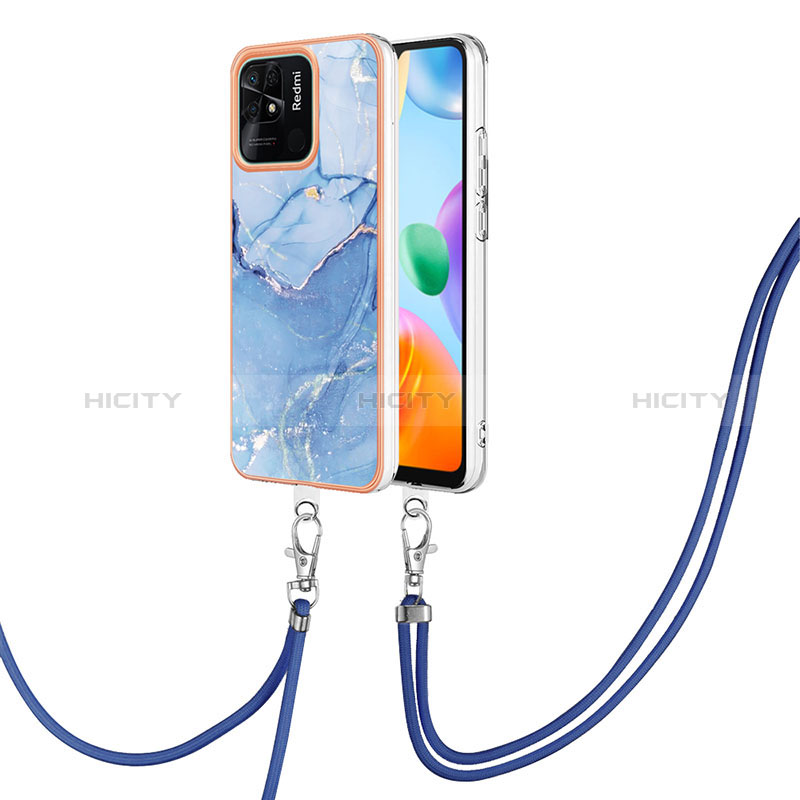 Handyhülle Silikon Hülle Gummi Schutzhülle Flexible Modisch Muster mit Schlüsselband Lanyard YB7 für Xiaomi Redmi 10 India