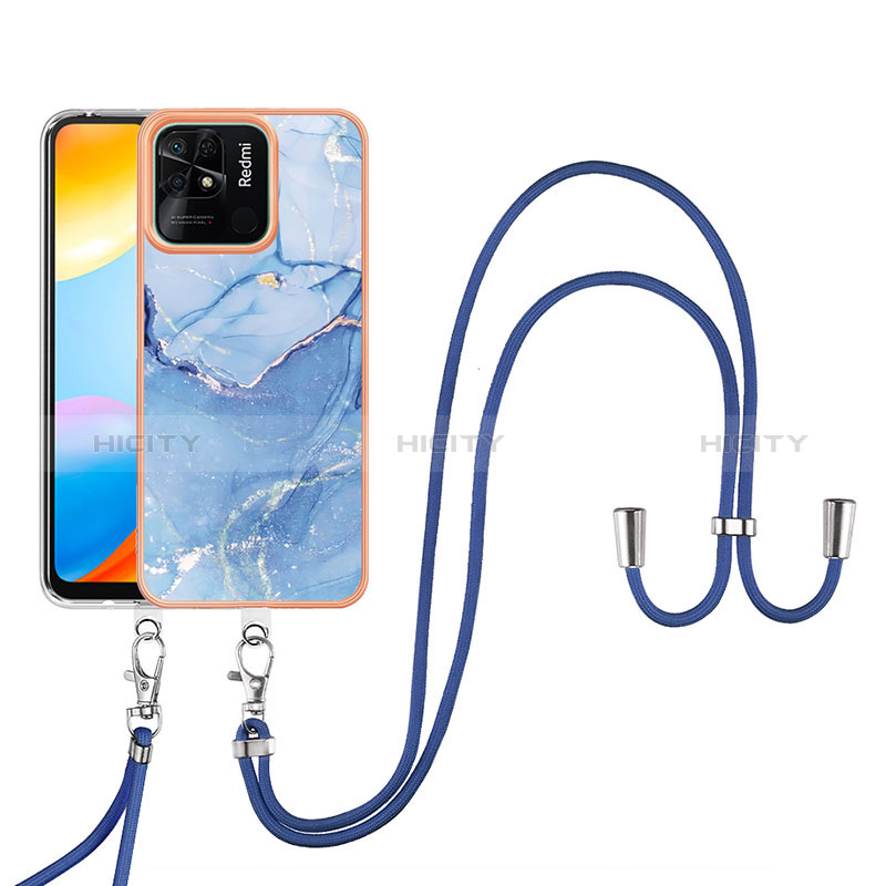 Handyhülle Silikon Hülle Gummi Schutzhülle Flexible Modisch Muster mit Schlüsselband Lanyard YB7 für Xiaomi Redmi 10 India