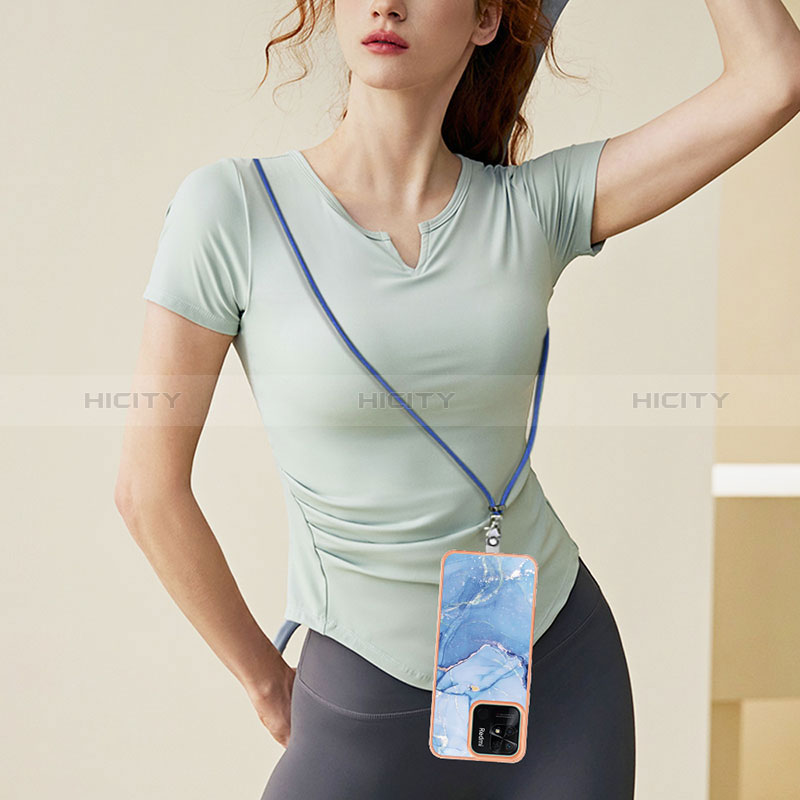 Handyhülle Silikon Hülle Gummi Schutzhülle Flexible Modisch Muster mit Schlüsselband Lanyard YB7 für Xiaomi Redmi 10C 4G groß