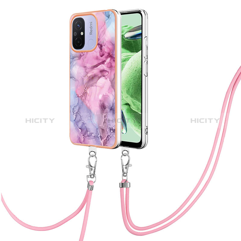 Handyhülle Silikon Hülle Gummi Schutzhülle Flexible Modisch Muster mit Schlüsselband Lanyard YB7 für Xiaomi Redmi 11A 4G groß