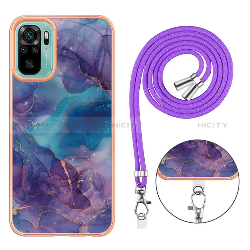 Handyhülle Silikon Hülle Gummi Schutzhülle Flexible Modisch Muster mit Schlüsselband Lanyard YB7 für Xiaomi Redmi Note 10 4G groß