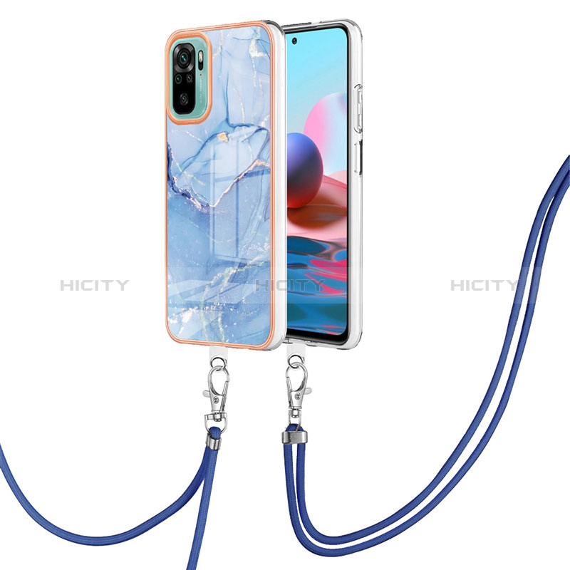 Handyhülle Silikon Hülle Gummi Schutzhülle Flexible Modisch Muster mit Schlüsselband Lanyard YB7 für Xiaomi Redmi Note 10 4G