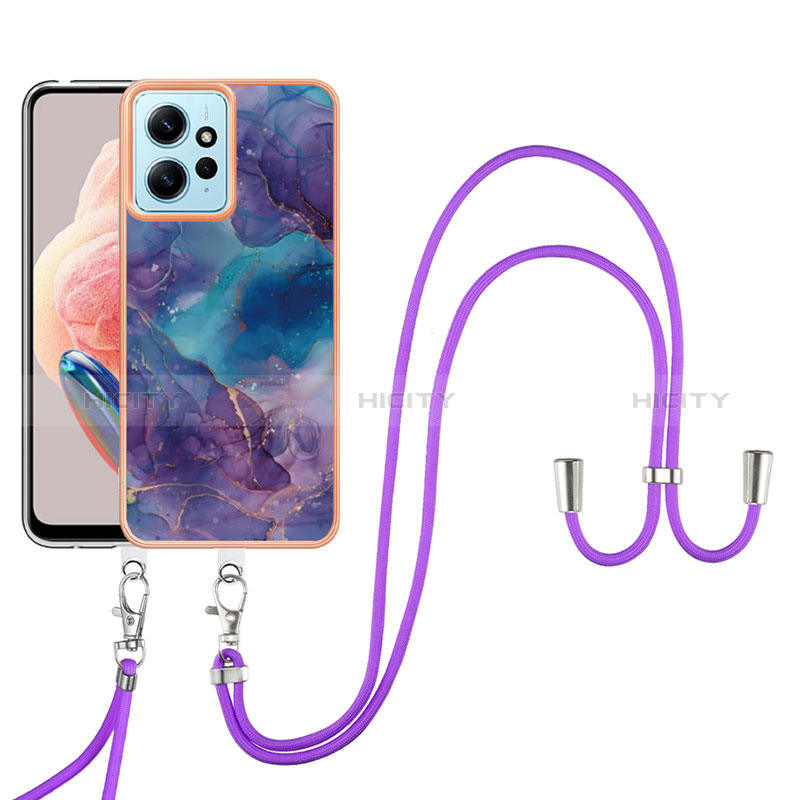 Handyhülle Silikon Hülle Gummi Schutzhülle Flexible Modisch Muster mit Schlüsselband Lanyard YB7 für Xiaomi Redmi Note 12 4G