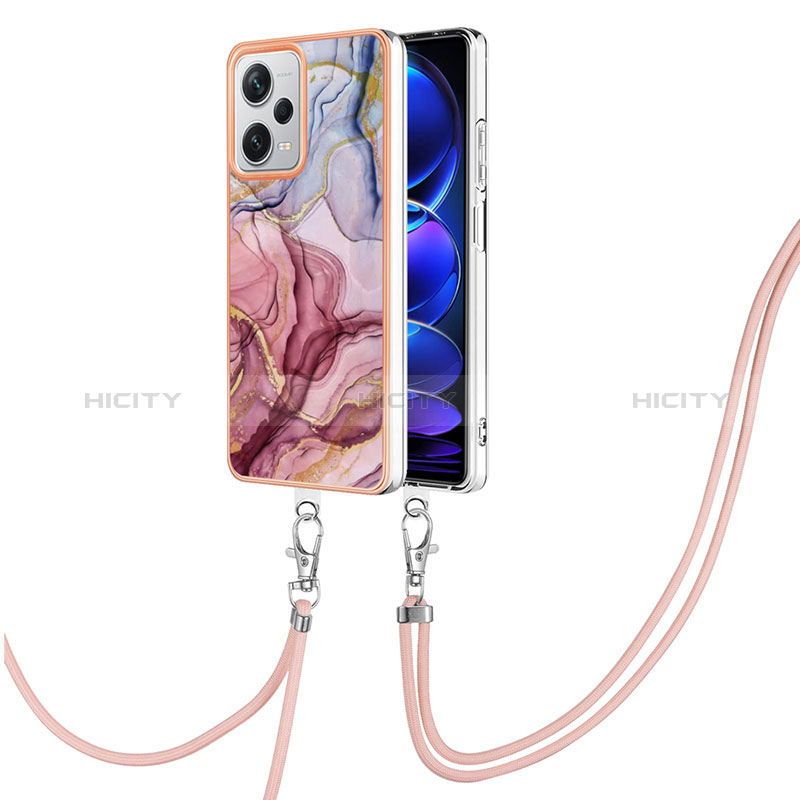 Handyhülle Silikon Hülle Gummi Schutzhülle Flexible Modisch Muster mit Schlüsselband Lanyard YB7 für Xiaomi Redmi Note 12 Explorer Plusfarbig