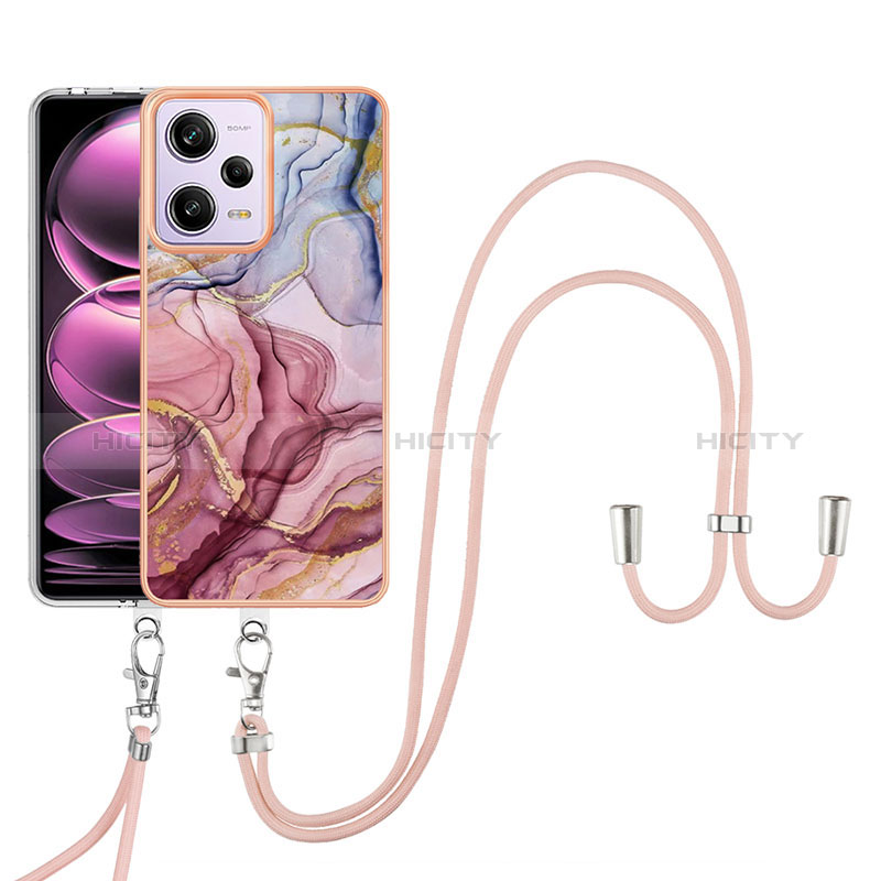 Handyhülle Silikon Hülle Gummi Schutzhülle Flexible Modisch Muster mit Schlüsselband Lanyard YB7 für Xiaomi Redmi Note 12 Pro 5G